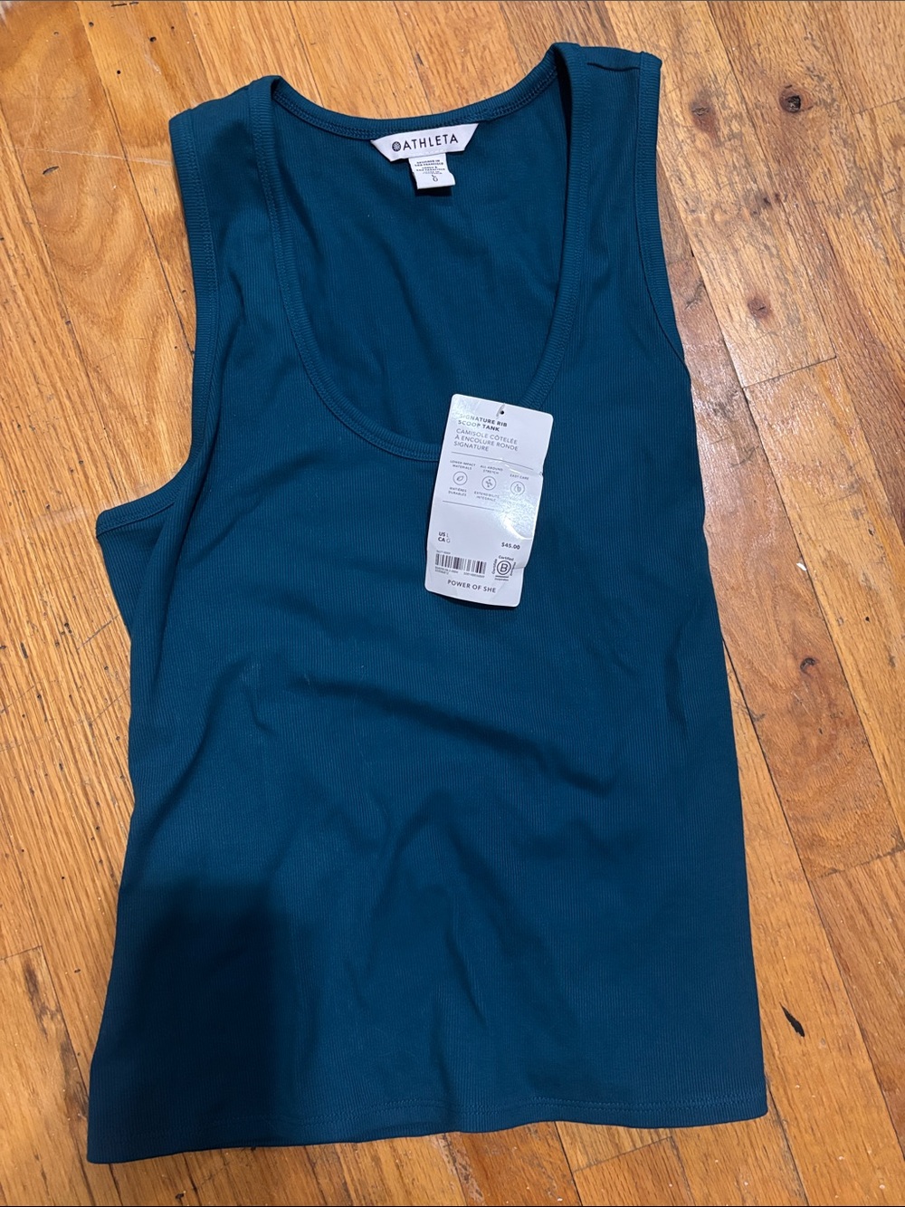 Athleta Teal Ribbed Scoop Neck Tank